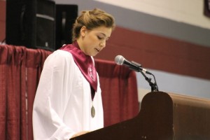 Julia M speaking at senior award pic by anna rucker