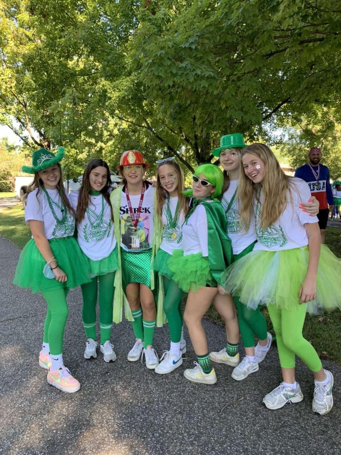 Freshman dressing in green class color during 2021-2022 Walk of Champions